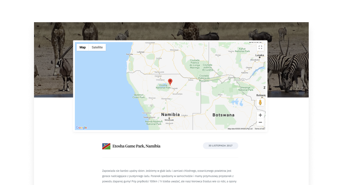 To Tu To Tam website: location of post displayed with Google Maps